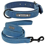 Personalized Padded Collar & Leash - DBlue Set / L