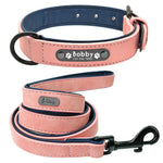 Personalized Padded Collar & Leash - Pink Set / S
