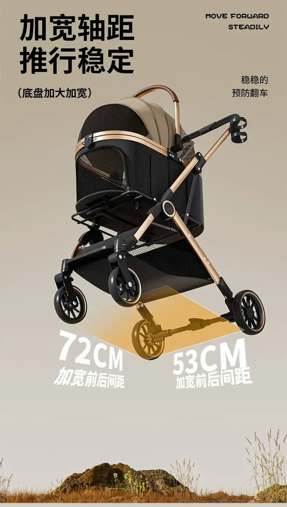 Pet 2-in-1 Portable Foldable Pet Strollers with Detachable Bag for Dogs Cats and Small Outdoor Pet Carts Basket Can Be
