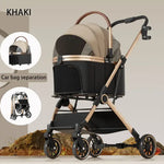 Pet 2-in-1 Portable Foldable Pet Strollers with Detachable Bag for Dogs Cats and Small Outdoor Pet Carts Basket Can Be