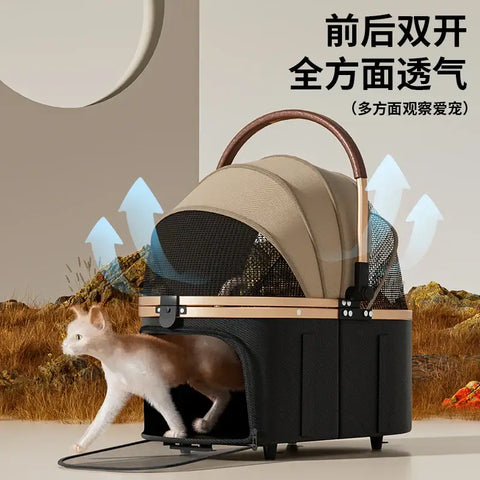 Pet 2-in-1 Portable Foldable Pet Strollers with Detachable Bag for Dogs Cats and Small Outdoor Pet Carts Basket Can Be