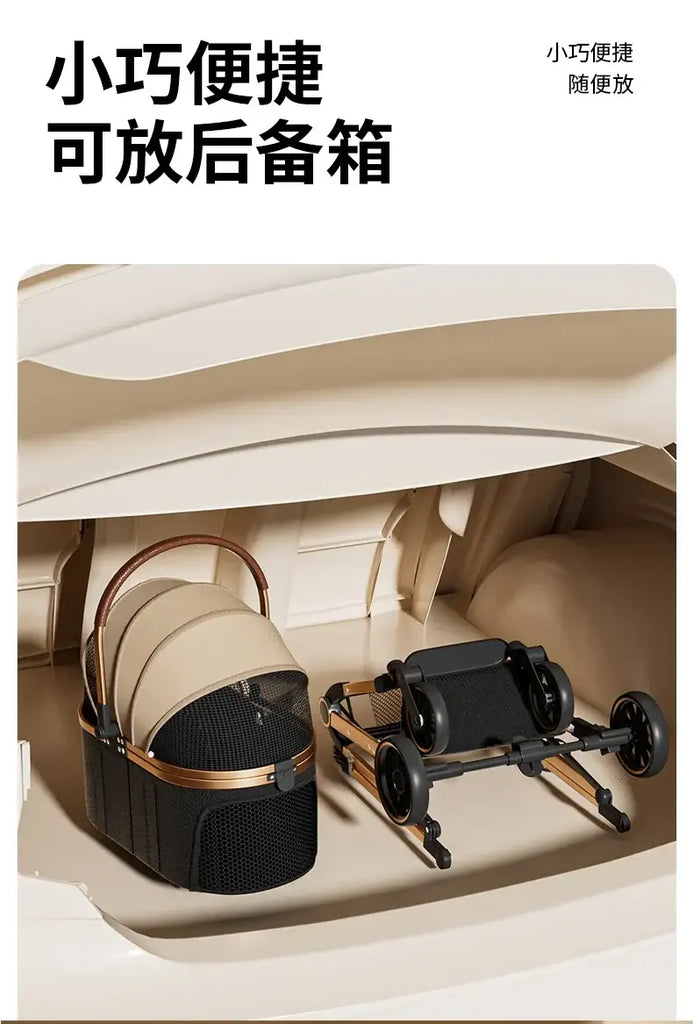 Pet 2-in-1 Portable Foldable Pet Strollers with Detachable Bag for Dogs Cats and Small Outdoor Pet Carts Basket Can Be