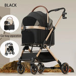 Pet 2-in-1 Portable Foldable Pet Strollers with Detachable Bag for Dogs Cats and Small Outdoor Pet Carts Basket Can Be