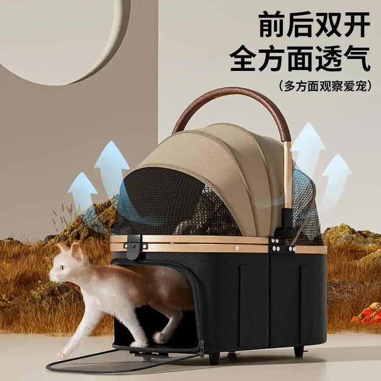 Pet 2-in-1 Portable Foldable Pet Strollers with Detachable Bag for Dogs Cats and Small Outdoor Pet Carts Basket Can Be