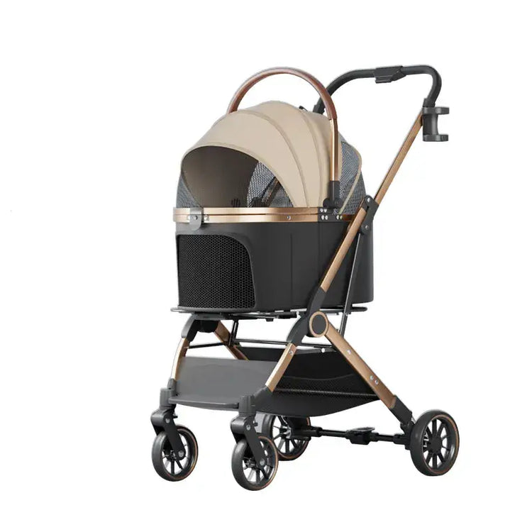 Pet 2-in-1 Portable Foldable Pet Strollers with Detachable Bag for Dogs Cats and Small Outdoor Pet Carts Basket Can Be
