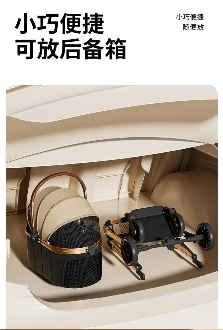 Pet 2-in-1 Portable Foldable Pet Strollers with Detachable Bag for Dogs Cats and Small Outdoor Pet Carts Basket Can Be