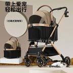 Pet 2-in-1 Portable Foldable Pet Strollers with Detachable Bag for Dogs Cats and Small Outdoor Pet Carts Basket Can Be