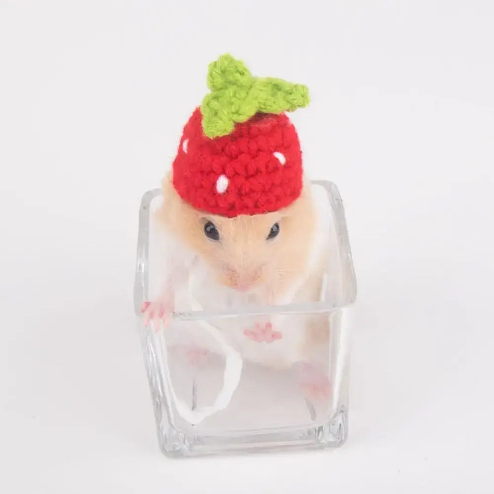 Pet Accessories Cartoon Hamster Hat Handmade Adjustable Pet Knitted Hat Soft Hamster Headwear For Parrot Guinea Pig