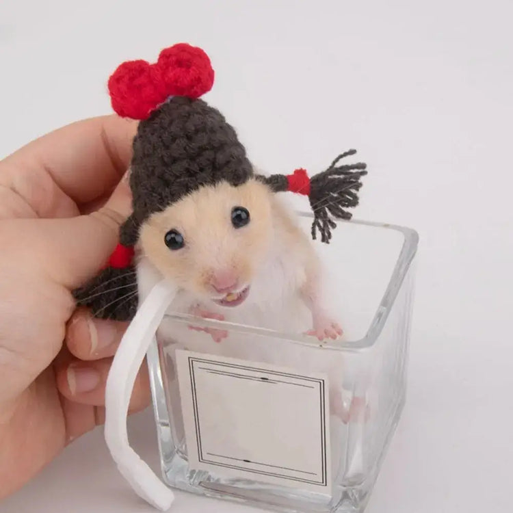 Pet Accessories Cartoon Hamster Hat Handmade Adjustable Pet Knitted Hat Soft Hamster Headwear For Parrot Guinea Pig