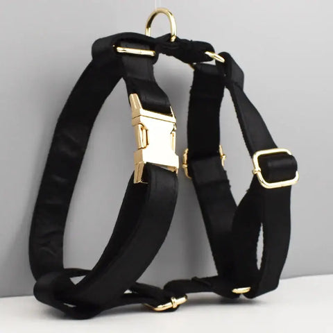 Pet Accessories Customized Designer Logo Luxury Silky Polyester Dog Collar Leashes Harness Bow Set Manufacturers