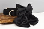 Pet Accessories Customized Designer Logo Luxury Silky Polyester Dog Collar Leashes Harness Bow Set Manufacturers