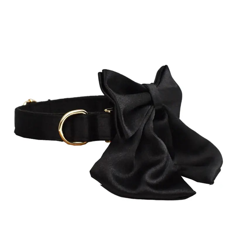 Pet Accessories Customized Designer Logo Luxury Silky Polyester Dog Collar Leashes Harness Bow Set Manufacturers