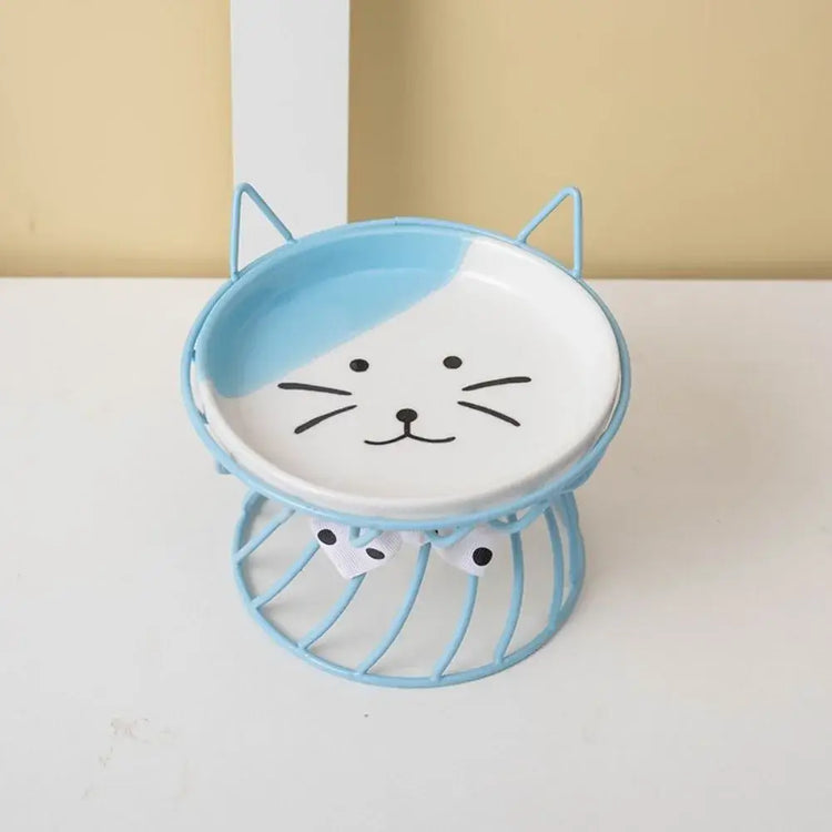 Pet Accessories With Stand Ceramic Cat Bowl Large Capacity Cartoon Cat Food Bowl Non-Slip Pet Feeder for Cats and Dogs
