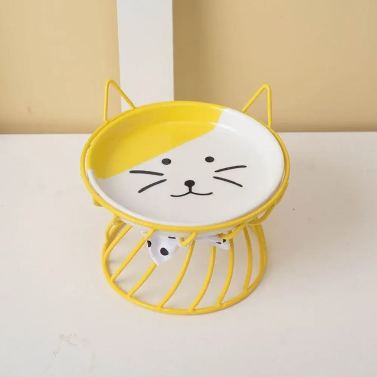Pet Accessories With Stand Ceramic Cat Bowl Large Capacity Cartoon Cat Food Bowl Non-Slip Pet Feeder for Cats and Dogs