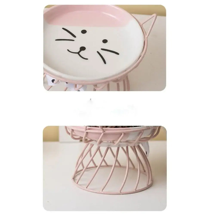 Pet Accessories With Stand Ceramic Cat Bowl Large Capacity Cartoon Cat Food Bowl Non-Slip Pet Feeder for Cats and Dogs