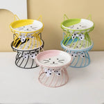 Pet Accessories With Stand Ceramic Cat Bowl Large Capacity Cartoon Cat Food Bowl Non-Slip Pet Feeder for Cats and Dogs