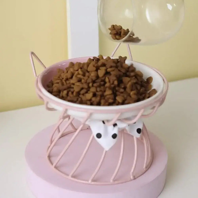 Pet Accessories With Stand Ceramic Cat Bowl Large Capacity Cartoon Cat Food Bowl Non-Slip Pet Feeder for Cats and Dogs