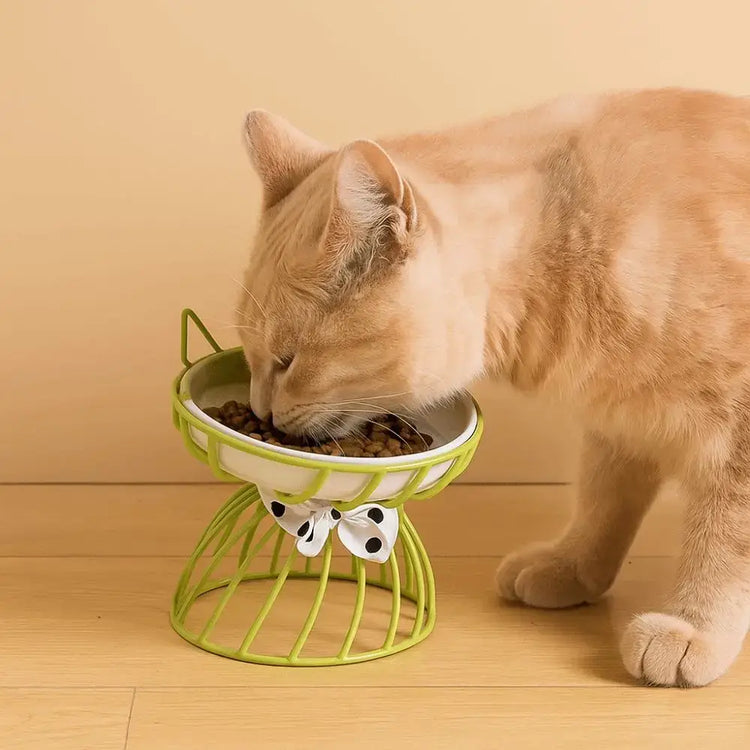 Pet Accessories With Stand Ceramic Cat Bowl Large Capacity Cartoon Cat Food Bowl Non-Slip Pet Feeder for Cats and Dogs