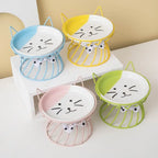 Pet Accessories With Stand Ceramic Cat Bowl Large Capacity Cartoon Cat Food Bowl Non-Slip Pet Feeder for Cats and Dogs