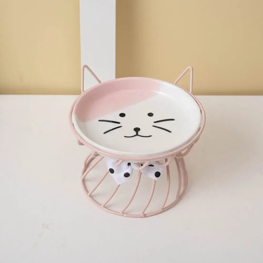 Pet Accessories With Stand Ceramic Cat Bowl Large Capacity Cartoon Cat Food Bowl Non-Slip Pet Feeder for Cats and Dogs