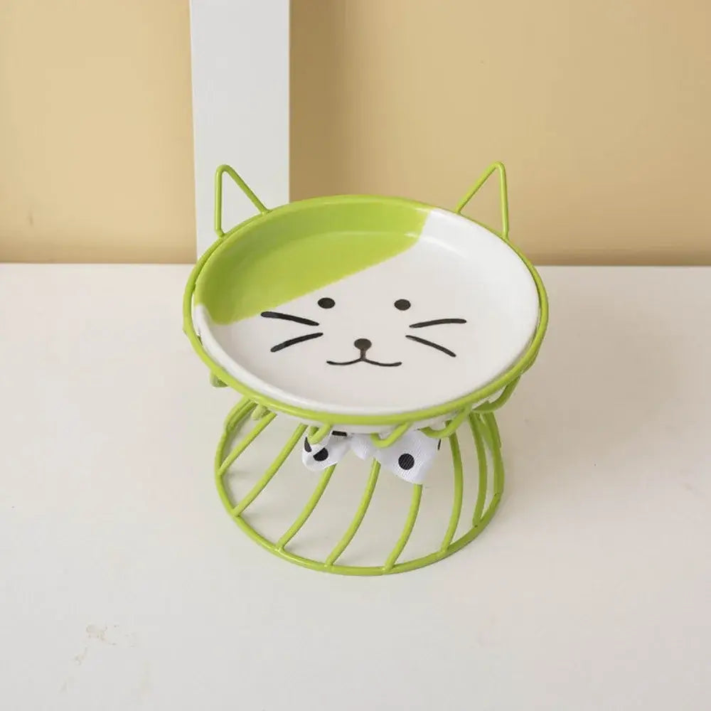 Pet Accessories With Stand Ceramic Cat Bowl Large Capacity Cartoon Cat Food Bowl Non-Slip Pet Feeder for Cats and Dogs