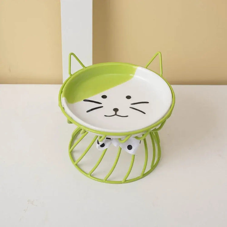 Pet Accessories With Stand Ceramic Cat Bowl Large Capacity Cartoon Cat Food Bowl Non-Slip Pet Feeder for Cats and Dogs
