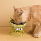 Pet Accessories With Stand Ceramic Cat Bowl Large Capacity Cartoon Cat Food Bowl Non-Slip Pet Feeder for Cats and Dogs