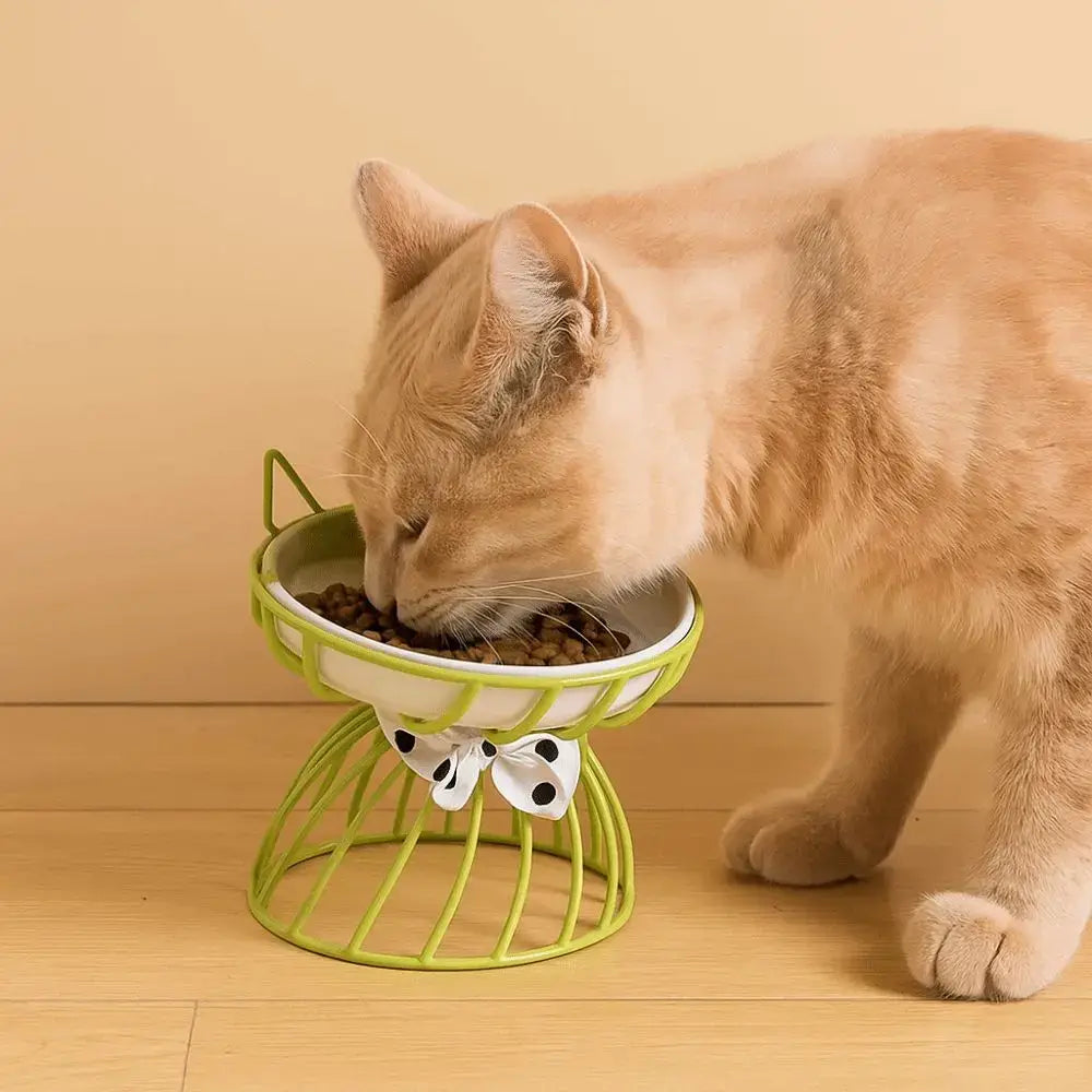 Pet Accessories With Stand Ceramic Cat Bowl Large Capacity Cartoon Cat Food Bowl Non-Slip Pet Feeder for Cats and Dogs
