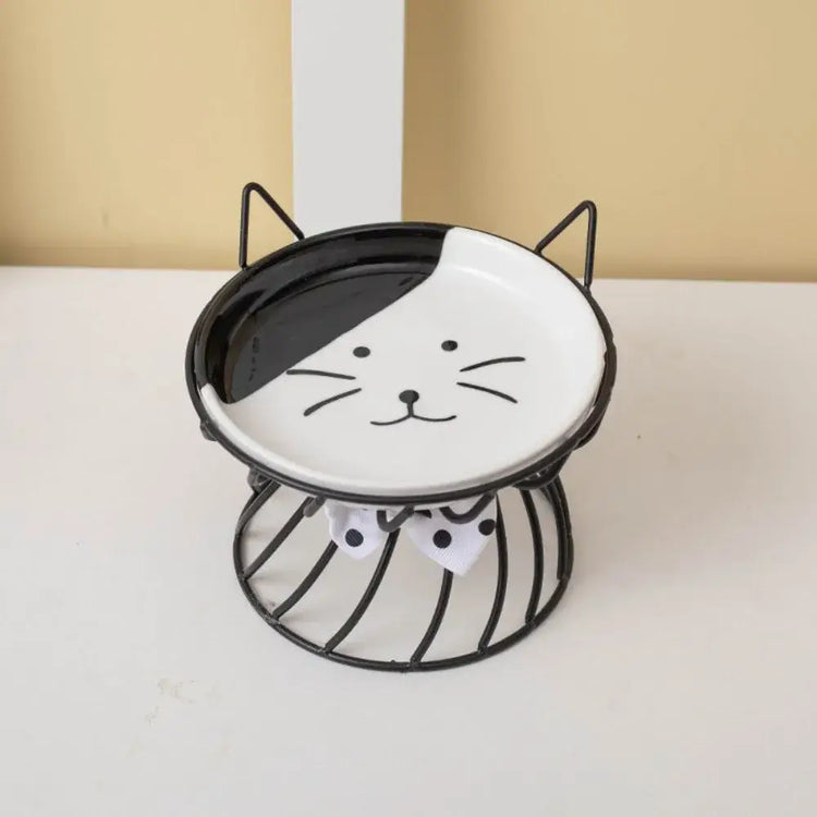 Pet Accessories With Stand Ceramic Cat Bowl Large Capacity Cartoon Cat Food Bowl Non-Slip Pet Feeder for Cats and Dogs