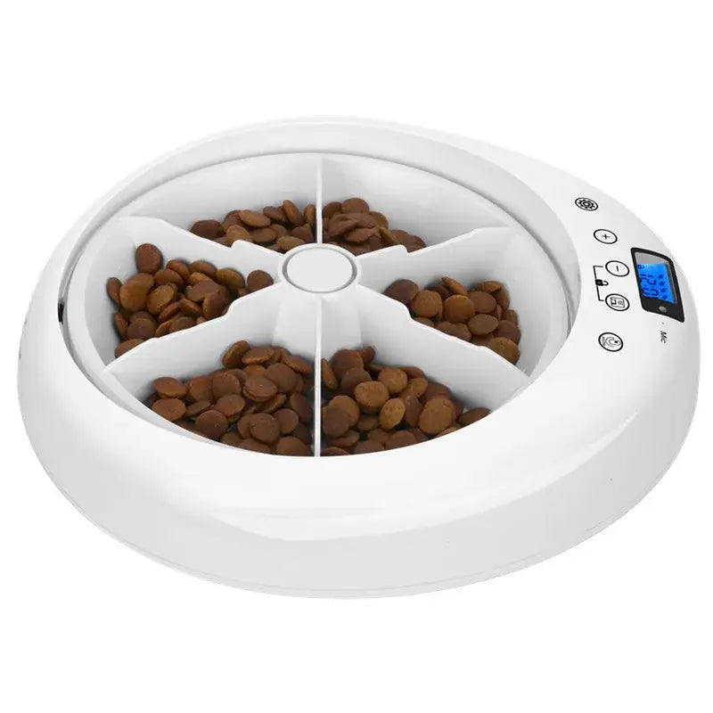 Pet adjustment Intelligent Led electric food dispenser Dog feeder 6 meals Cat automatic timing pet feeder - white