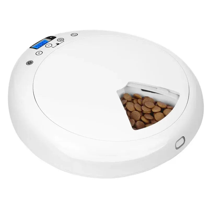 Pet adjustment Intelligent Led electric food dispenser Dog feeder 6 meals Cat automatic timing pet feeder - white