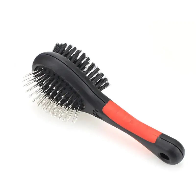 Pet Bath Brush Double Sides 1pcs for Long & Short Hair Dogs Puppy Dog Cat Comb Pet Faces Fur Grooming Tool Black - 1pc