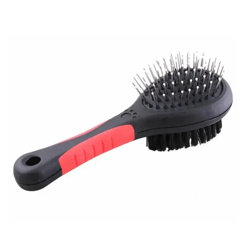 Pet Bath Brush Double Sides 1pcs for Long & Short Hair Dogs Puppy Dog Cat Comb Pet Faces Fur Grooming Tool Black - 1pc