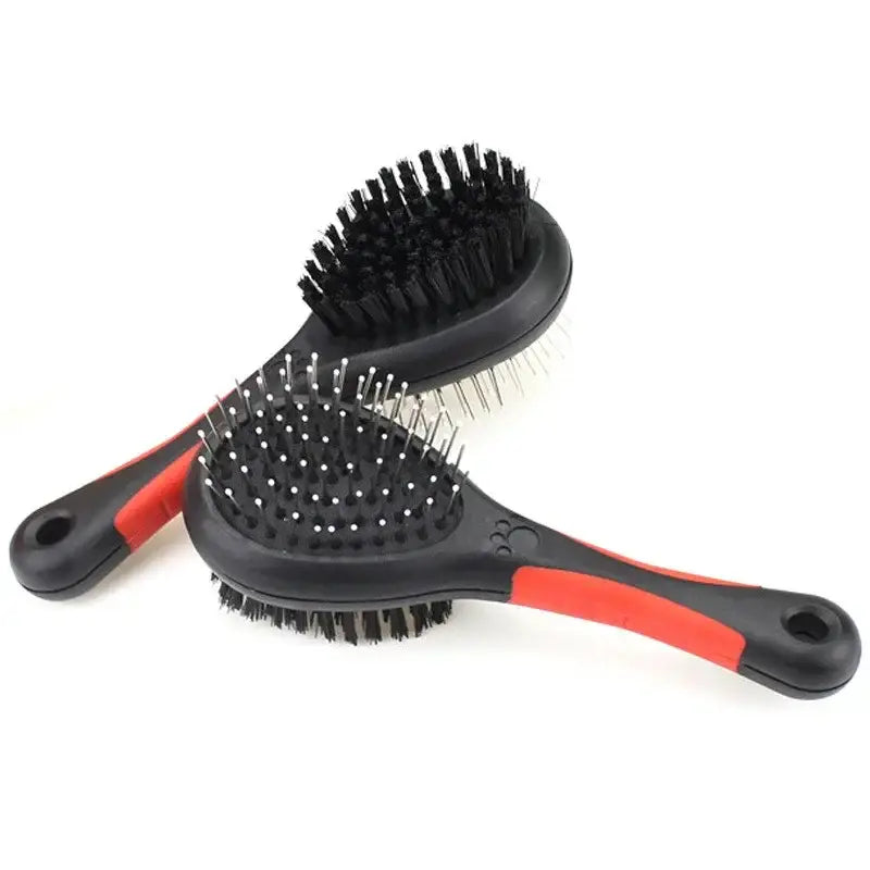 Pet Bath Brush Double Sides 1pcs for Long & Short Hair Dogs Puppy Dog Cat Comb Pet Faces Fur Grooming Tool Black - 1pc
