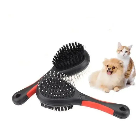 Pet Bath Brush Double Sides 1pcs for Long & Short Hair Dogs Puppy Dog Cat Comb Pet Faces Fur Grooming Tool Black - 1pc