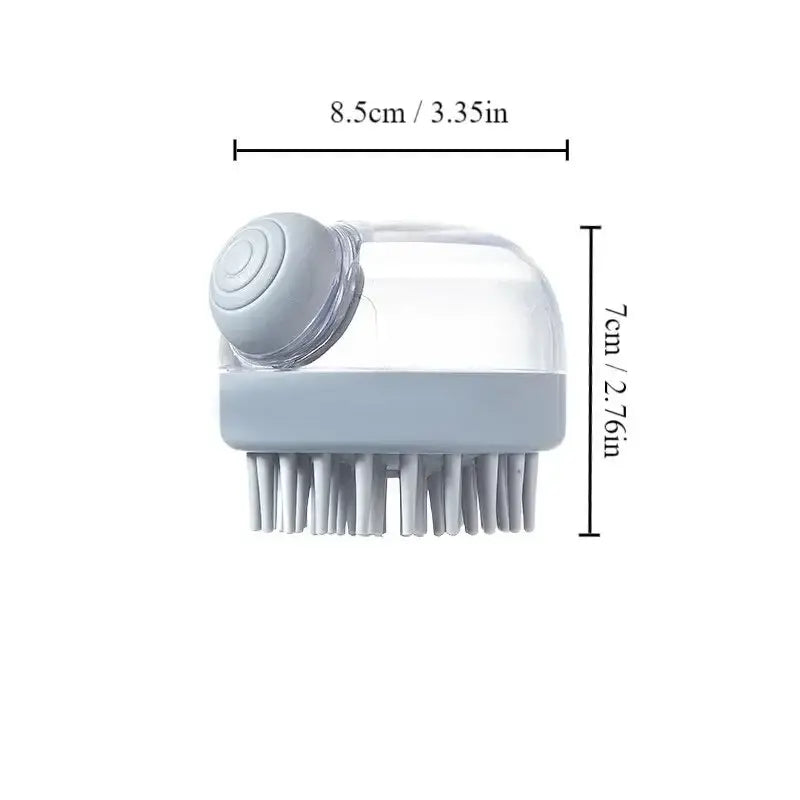 Pet Bath Brush Soft Silicone With Shampoo Dispenser Gentle Massage For Grooming And Cleaning Fur And Hair - GRAY