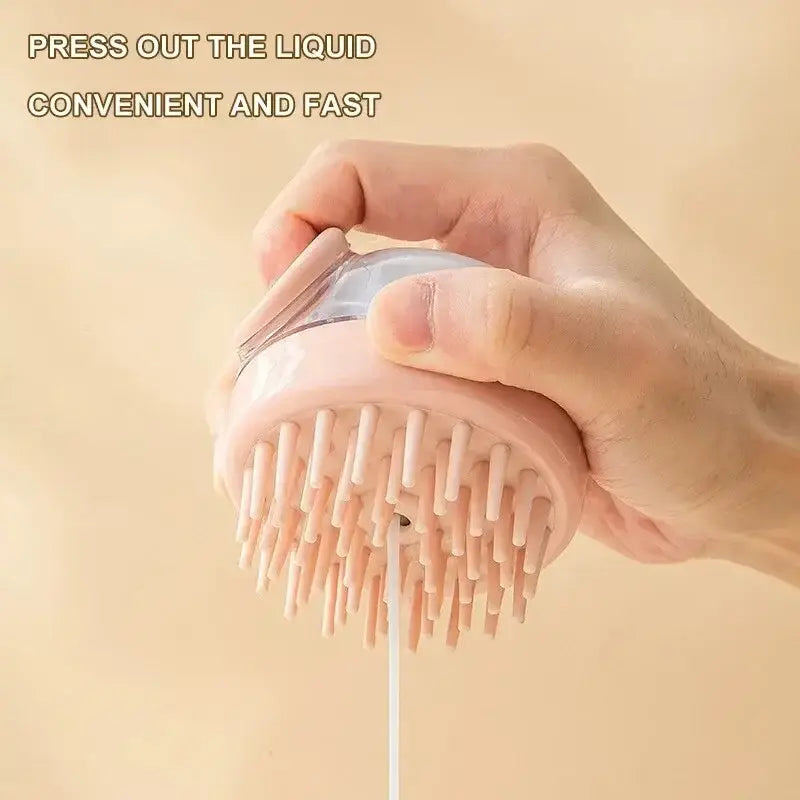 Pet Bath Brush Soft Silicone With Shampoo Dispenser Gentle Massage For Grooming And Cleaning Fur And Hair