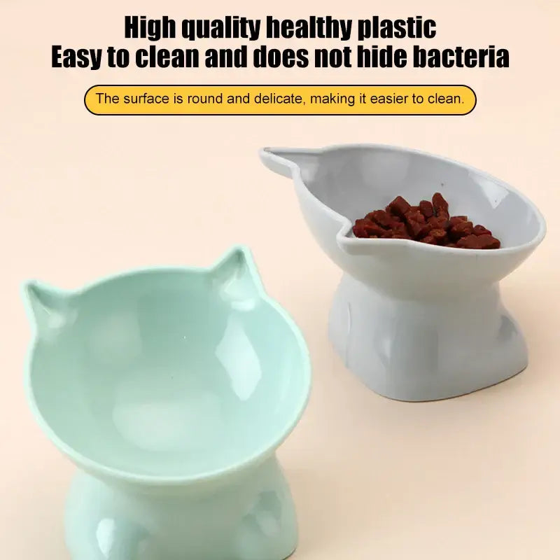 Pet Bowl Large Capacity Cats Bowls Oblique Mouth Cute Cartoon Cat Shape Cat Dog Food Dispenser Pet Feeder Pets Supplies