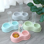 Pet Cat Bowl Automatic Feeder Water Dispenser Dog Cat Food Bowl with Drinking Raised Stand Double Dish Bowls for Cats