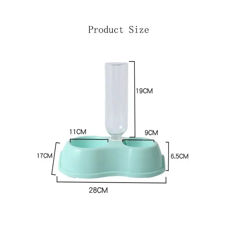 Pet Cat Bowl Automatic Feeder Water Dispenser Dog Cat Food Bowl with Drinking Raised Stand Double Dish Bowls for Cats
