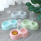 Pet Cat Bowl Automatic Feeder Water Dispenser Dog Cat Food Bowl with Drinking Raised Stand Double Dish Bowls for Cats