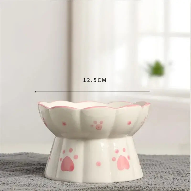 Pet Cat Ceramic Food Bowl Elevated Drinking Eating Feeders Small Puppy Dogs Snack Water Bowls Set Cats Feeding