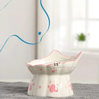 Pet Cat Ceramic Food Bowl Elevated Drinking Eating Feeders Small Puppy Dogs Snack Water Bowls Set Cats Feeding