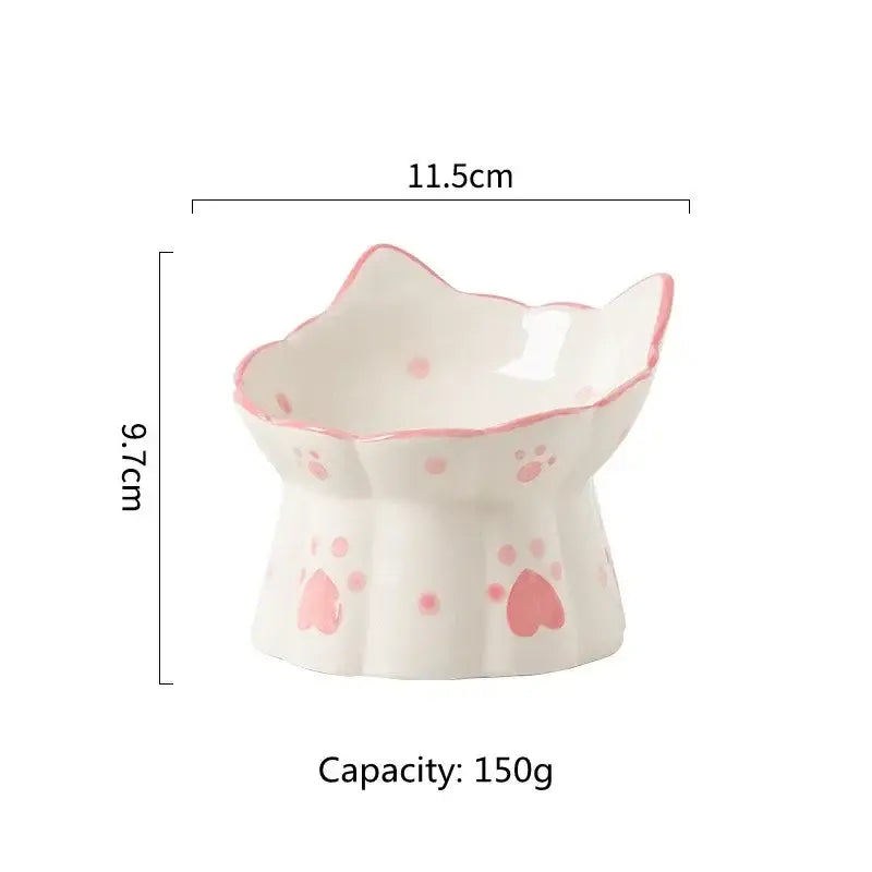 Pet Cat Ceramic Food Bowl Elevated Drinking Eating Feeders Small Puppy Dogs Snack Water Bowls Set Cats Feeding