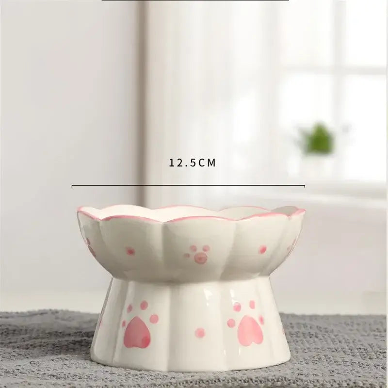Pet Cat Ceramic Food Bowl Elevated Drinking Eating Feeders Small Puppy Dogs Snack Water Bowls Set Cats Feeding