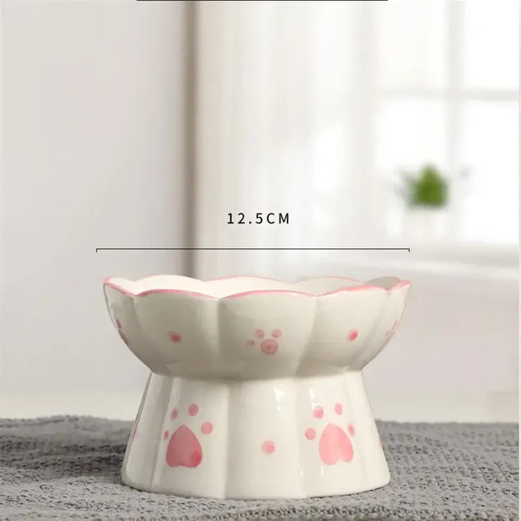 Pet Cat Ceramic Food Bowl Elevated Drinking Eating Feeders Small Puppy Dogs Snack Water Bowls Set Cats Feeding