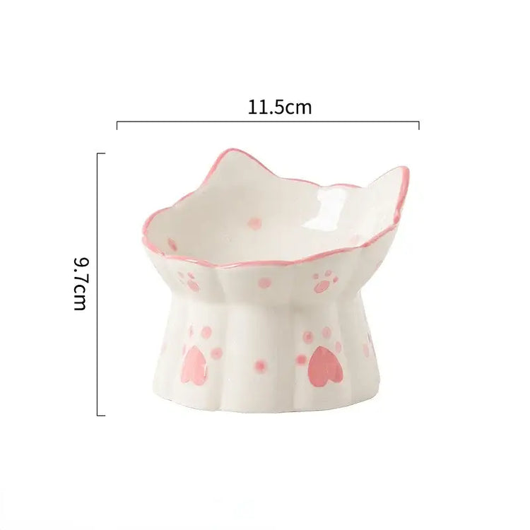 Pet Cat Ceramic Food Bowl Elevated Drinking Eating Feeders Small Puppy Dogs Snack Water Bowls Set Cats Feeding