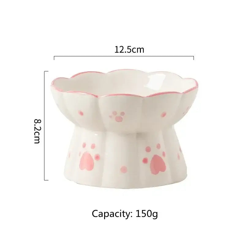 Pet Cat Ceramic Food Bowl Elevated Drinking Eating Feeders Small Puppy Dogs Snack Water Bowls Set Cats Feeding