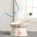 Pet Cat Ceramic Food Bowl Elevated Drinking Eating Feeders Small Puppy Dogs Snack Water Bowls Set Cats Feeding