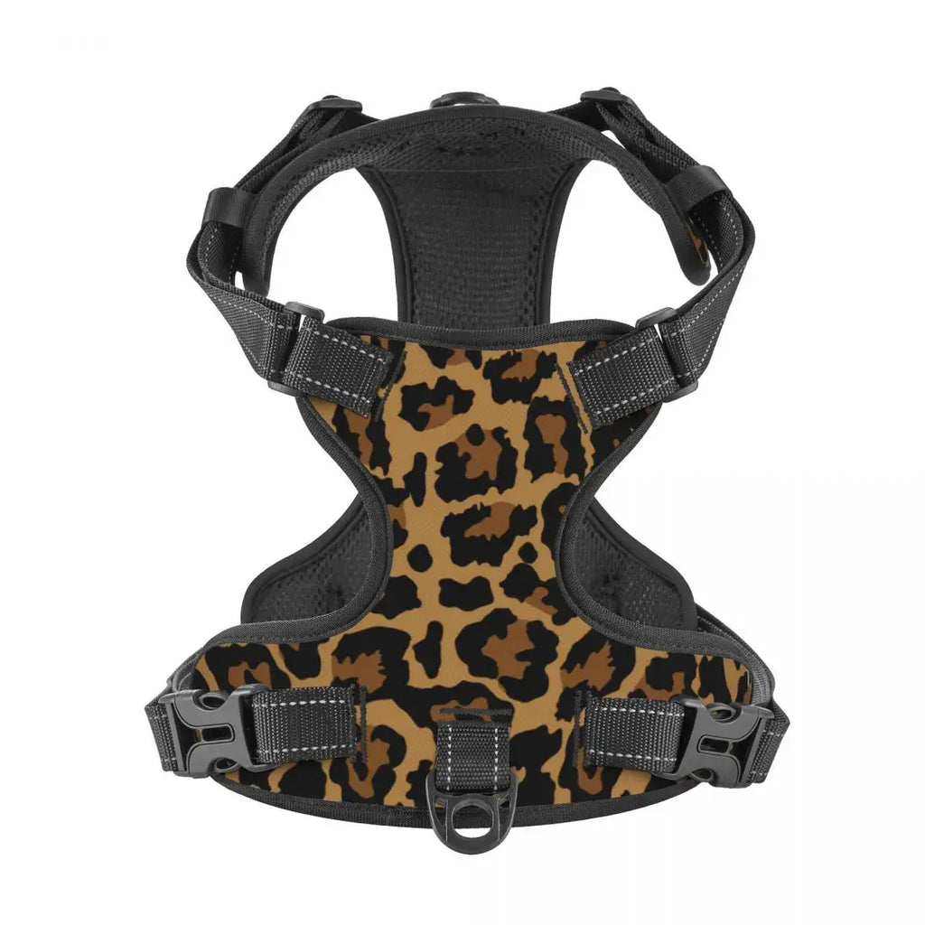 Pet Cat Dog Harness for Dogs Adjustable Pet Harness Reflective Leopard Skin Service Training Easy Control